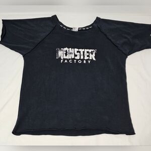 Monster Factory Gym Apparel Short Sleeve Sweatshirt Men's XL Black 100% Cotton